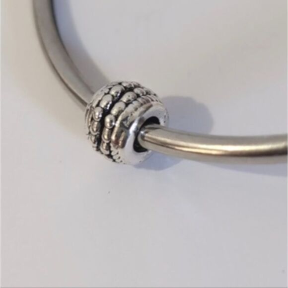 Silver Studded Spacer Charm for Pandora Style Bracelet - Picture 3 of 4